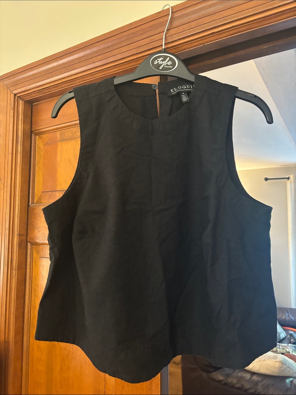 Eloquii Black Sleeveless Scoop-Neck Top